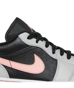 Alternative view of Air Jordan 1 Low 'Black Grey Pink' 553558-062