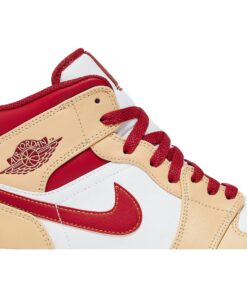 Alternative view of Air Jordan 1 Mid Beige Red 554724-201 Nicesnk