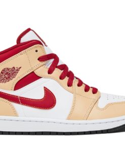 Air Jordan 1 Mid Beige Red 554724-201 Nicesnk
