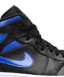 Alternative view of Air Jordan 1 Mid Black Hyper Royal 554724-068 Nicesnk