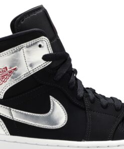 Alternative view of Air Jordan 1 Mid 'Black Metallic Silver' 554724-057
