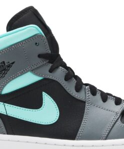 Alternative view of Air Jordan 1 Mid 'Grey Aqua' 554724-063