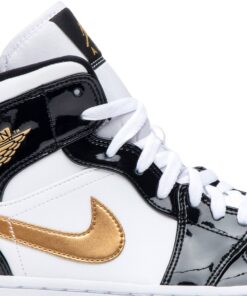 Alternative view of Air Jordan 1 Mid Patent Black Gold 852542-007 Nicesnk