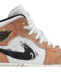 Alternative view of Air Jordan 1 Mid SE 'Brushstroke Paint Splatter' DA8005-100