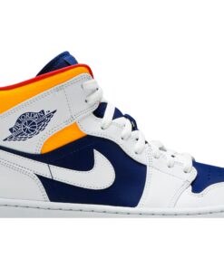 Alternative view of Air Jordan 1 Mid White Deep Royal Blue 554724-131 Nicesnk