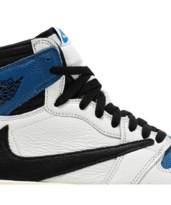 Alternative view of Fragment Design x Travis Scott x Air Jordan 1 Retro High Military Blue DH3227-105 Nicesnk