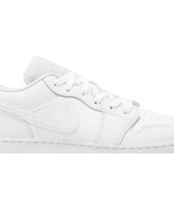 Alternative view of (Grade School) Air Jordan 1 Low Triple White 553560-130 Nicesnk