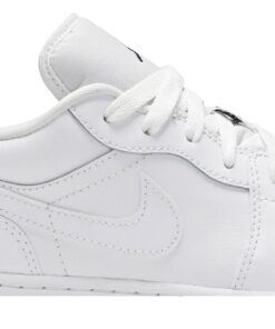 Alternative view of (Grade School) Air Jordan 1 Low White Black 553560-101 Nicesnk