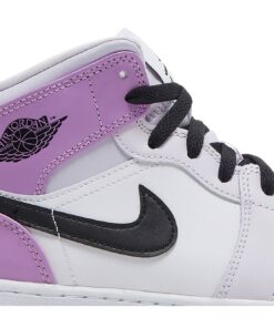 Alternative view of (Grade School) Air Jordan 1 Mid Barely Grape DQ8423-501 Nicesnk