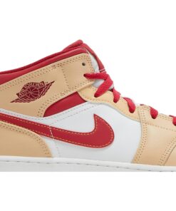 Alternative view of (Grade School) Air Jordan 1 Mid 'Beige Red' 554725-201