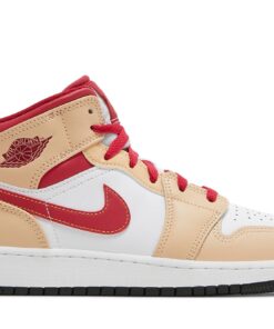 (Grade School) Air Jordan 1 Mid 'Beige Red' 554725-201