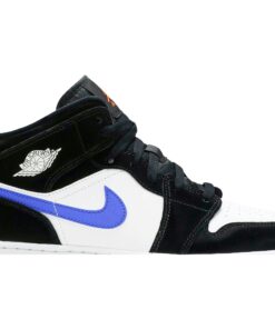 Alternative view of (Grade School) Air Jordan 1 Mid 'Black Racer Blue' 554725-084