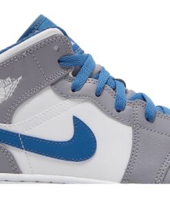 Alternative view of (Grade School) Air Jordan 1 Mid 'Cement True Blue' DQ8423-014