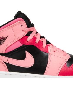 Alternative view of (Grade School) Air Jordan 1 Mid 'Coral Chalk' 554725-662