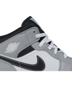 Alternative view of (Grade School) Air Jordan 1 Mid Greyscale 554725-078 Nicesnk