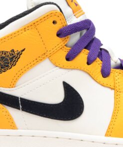 Alternative view of (Grade School) Air Jordan 1 Mid Lakers BQ6931-700 Nicesnk
