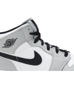 Alternative view of (Grade School) Air Jordan 1 Mid 'Light Smoke Grey' 554725-092