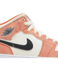 Alternative view of (Grade School) Air Jordan 1 Mid Orange Suede DV1336-800 Nicesnk