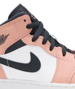 Alternative view of (Grade School) Air Jordan 1 Mid 'Pink Quartz' 555112-603