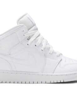 (Grade School) Air Jordan 1 Mid 'Triple White' 554725-130