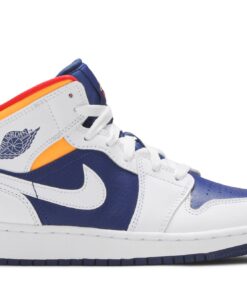 (Grade School) Air Jordan 1 Mid 'White Deep Royal Blue' 554725-131