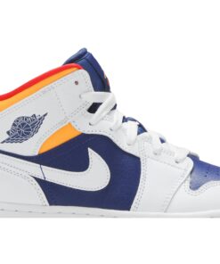 Alternative view of (Grade School) Air Jordan 1 Mid 'White Deep Royal Blue' 554725-131