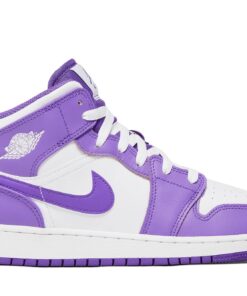 (Grade School) Air Jordan 1 Mid White Purple DQ8423-511 Nicesnk