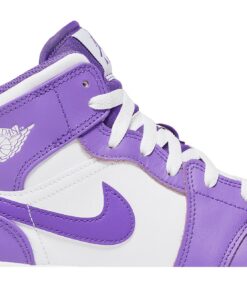 Alternative view of (Grade School) Air Jordan 1 Mid White Purple DQ8423-511 Nicesnk
