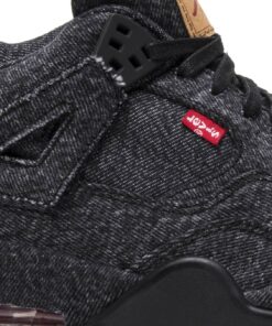 Alternative view of (Grade School) Levis x Air Jordan 4 Retro Black Denim (Levis Tag) AQ9103-001 Nicesnk