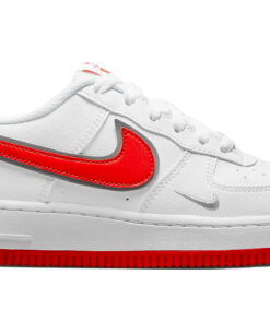 (Grade School) Nike Air Force 1 SE Mini Swoosh - White Habanero Red DX9269-101 Nicesnk