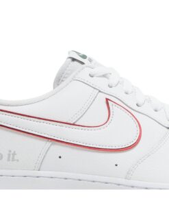 Alternative view of Nike Air Force 1 Low 'Just Do It White Noble Green Metallic Silver University Red' DQ0791-100