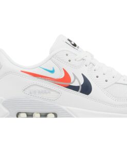 Alternative view of Nike Air Max 90 'Multi Swoosh - White Bright Crimson' FJ4223-100