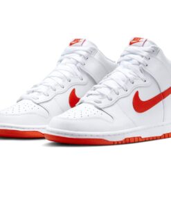 Alternative view of Nike Dunk High 'White Picante Red'