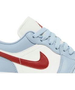 Alternative view of (Women) Air Jordan 1 Low Blue Whisper Dune Red DC0774-164 Nicesnk