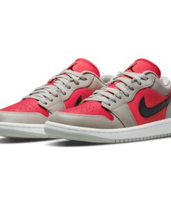 Alternative view of (Women) Air Jordan 1 Low 'Light Iron Ore Siren Red' DC0774-060