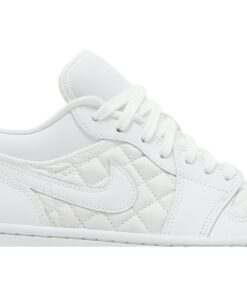 Alternative view of (Women) Air Jordan 1 Low Quilted 'Triple White' DB6480-100