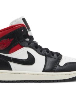 (Women) Air Jordan 1 Mid 'Black Sail Gym Red' BQ6472-061