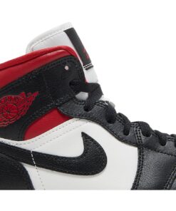 Alternative view of (Women) Air Jordan 1 Mid 'Black Sail Gym Red' BQ6472-061