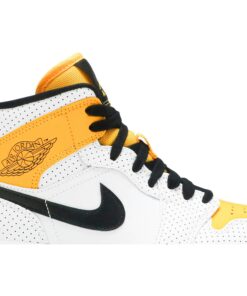 Alternative view of (Women) Air Jordan 1 Mid 'Perforated - White University Gold' BQ6472-107