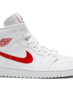 (Women) Air Jordan 1 Mid White University Red BQ6472-106 Nicesnk