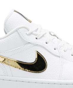 Alternative view of (Women) Air Jordan 1 Retro Low White Metallic Gold CZ4776-100 Nicesnk