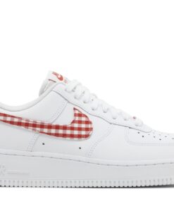 (Women) Nike Air Force 1 07 Essential Mystic Red Gingham DZ2784-101 Nicesnk